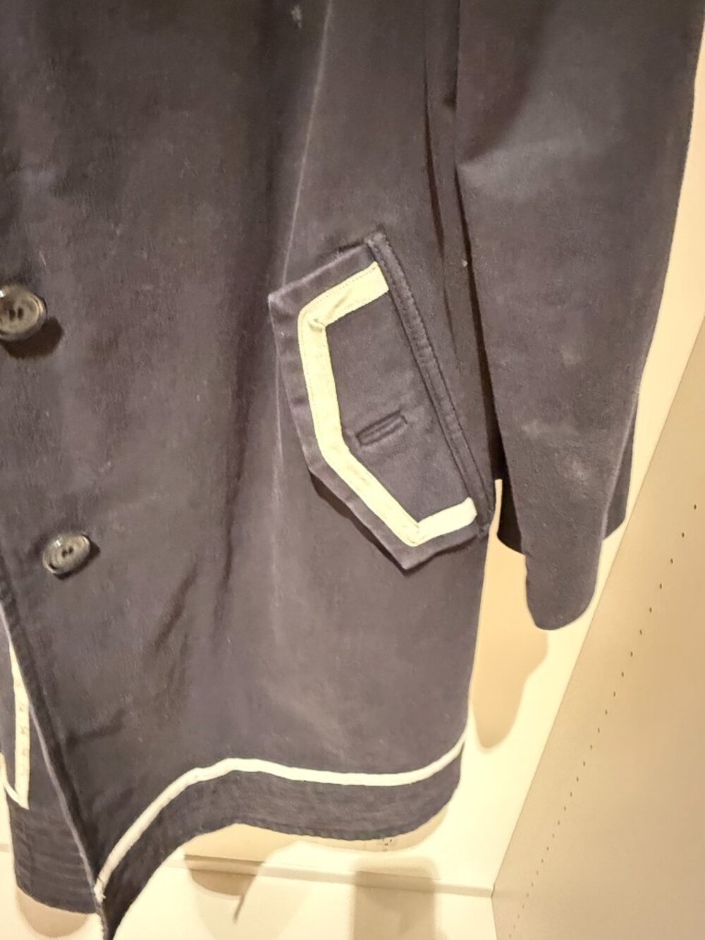 Marc by Marc Jacobs Black Cotton Trench Coat White Piping 3/4 Sleeve Nautical M - Picture 4 of 8